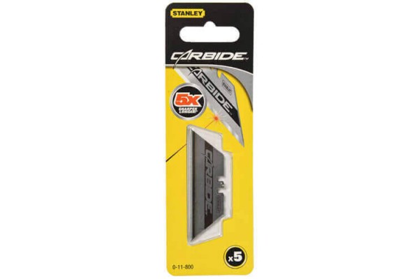 Леза запасні для опоряджувальних робіт, трапецевідние Carbide, довжиною 62 мм, шириною 19 мм, товщиною 0.6 мм, 5 штук STANLEY 0-11-800