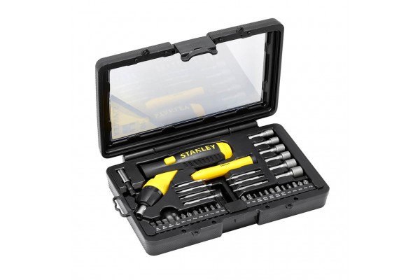 Бітотримач викруткового типу Pistol Grip Ratchet з храповим механізмом і набором з тридцяти семи біт STANLEY 0-63-038