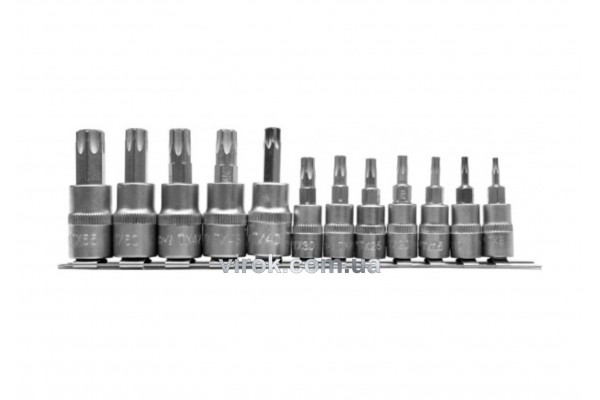 Набір головок торцевих з насадками TORX YATO 1/4" і 3/8" Т8-Т55 12 шт