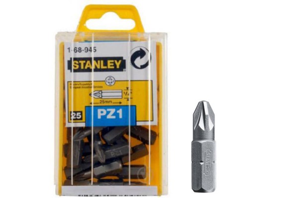 Біта з шестигранним хвостовиком 1/4 під шліц Pz1 довжиною 25 мм STANLEY 1-68-945
