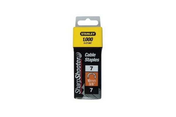 Скоби CABLE тип 7 висотою 14 мм, напівкруглі, для кріплення кабелю, в упаковці по 1000 шт STANLEY 1-CT109T