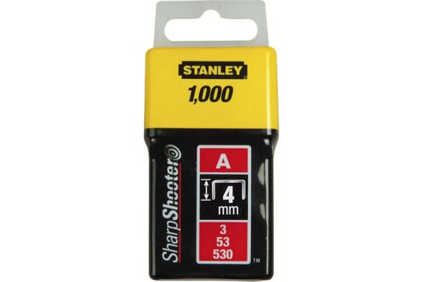 Скоби тип А висотою 4 мм, для степлера ручного Light Duty, в упаковці 1000 шт STANLEY 1-TRA202T