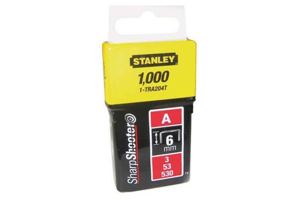 Скоби тип А висотою 6 мм, для степлера ручного Light Duty, в упаковці 1000 шт STANLEY 1-TRA204T