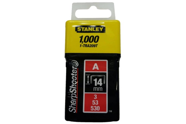 Скоби тип А висотою 14 мм, для степлера ручного Light Duty, в упаковці 1000 шт STANLEY 1-TRA209T