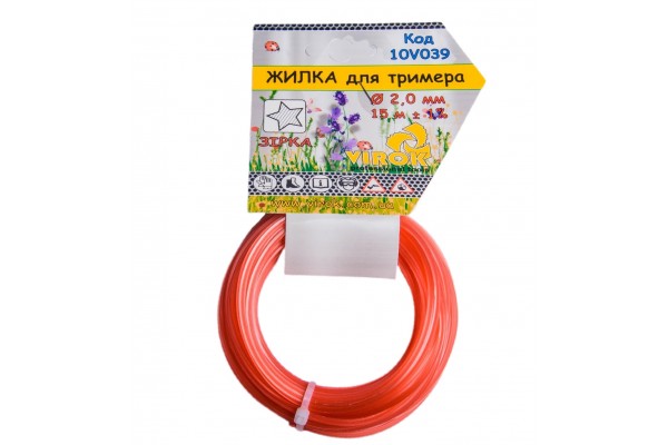 Жилка для тримера "ЗІРКА" TM VIROK : Ø= 2.0 мм, l= 15 м