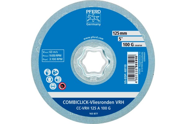 Круг волоконний шліфувальний Pferd Combiclick CC-VRH 125 A 100 G твердий (4007220935910)