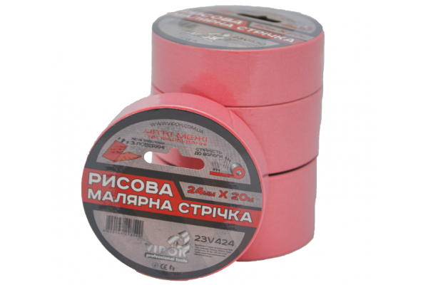 Малярна стрічка рисова VIROK  24мм х 20 м., рожева