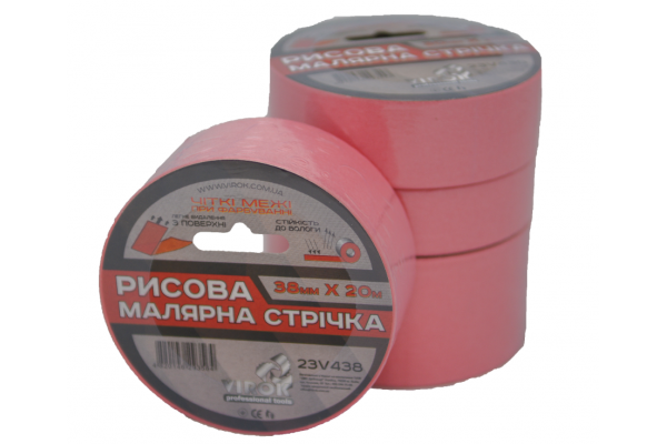 Малярна стрічка рисова VIROK  38мм х 20 м., рожева