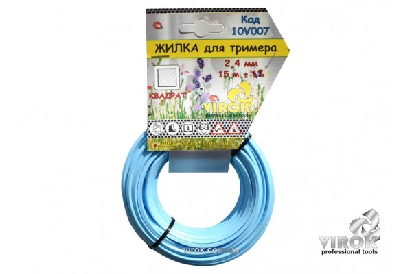 Жилка для тримера "КВАДРАТ" TM VIROK 2.4 мм x 15 м