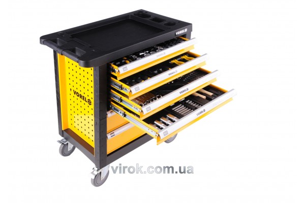 Шафа з інструментами на колесах VOREL 770 х 458 х 901 мм з 6 шухлядами 177 шт