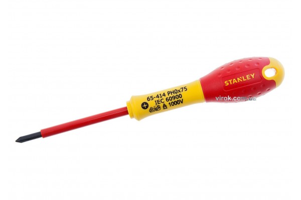 Викрутка діелектрична хрестова STENLEY "FatMax VDE 1000V" PH0 x 75 мм