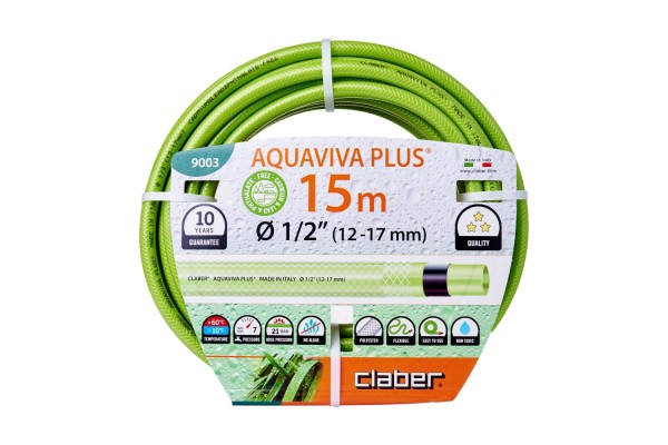 Шланг для поливу Claber Aquaviva Plus 9003, 15 м 1/2" зелений