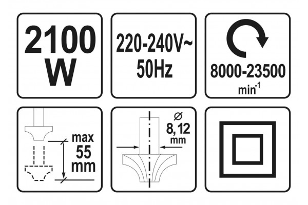 Фрезер YATO 2100 Вт 8-12 мм 55 мм