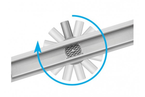 Трап для душу з обертовим сифоном FALA "ROTARY" з нержавіючої сталі 60 x 4 х 5 см