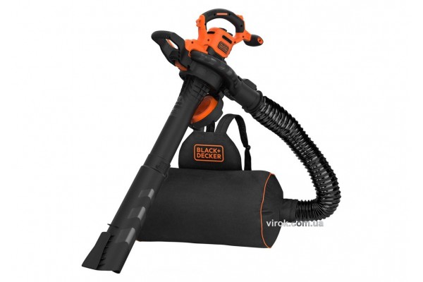 Порохотяг садовий з подрібнювачем мережевий Black+Decker 3 кВт 72 л 11.7 м³/хв 2 сопла