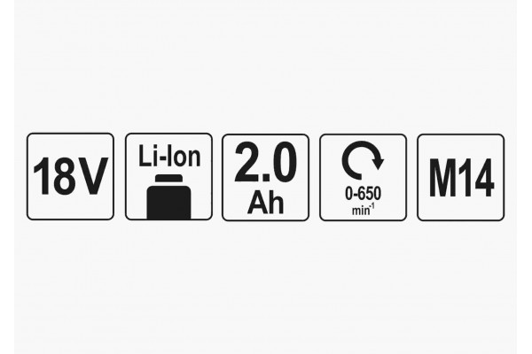 Міксер акумуляторний YATO Li-Ion 18 В 2 Агод 650 об/хв М14