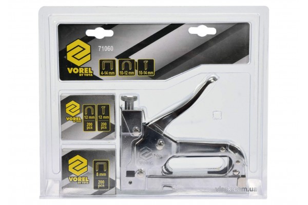 Степлер VOREL для скоб 53 4-14 мм, S 10-12 мм, J 10-14 мм