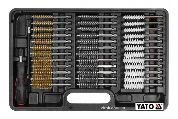 Набір щіток до свічних гнізд зі сталі латуні нейлону YATO 150 мм HEX- 1/4" 38 шт