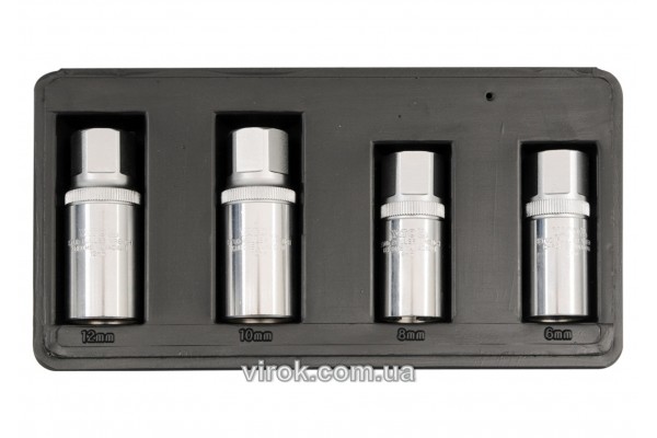Головки для знімання штифтів YATO 1/2" М21 мм 6/8/10/12 мм 4 шт