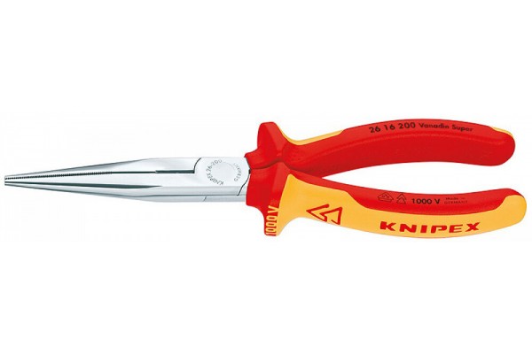 Плоскі круглогубці KNIPEX VDE 200 мм (26 16 200)