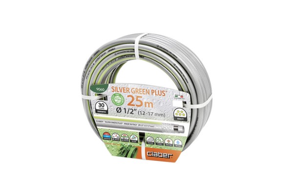 Шланг для поливу Claber Silver Green Plus 9060, 25 м 1/2" сірий