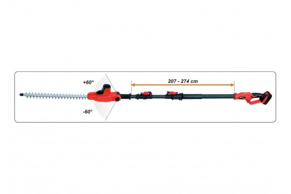 Кущоріз акумуляторний телескопічний YATO Li-Ion 18 В 2 Агод полотно 42 см ручка 1.8-2.8 м + зарядний пристрій