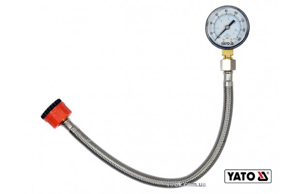 Манометр для вимірювання тиску води YATO 3/4" 1/2" шланг- 30 см 1.1 Мпа