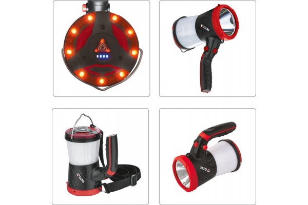 Ліхтар LED-діодний акумулятор YATO Li-Ion 3.7 В, 15 Вт, 600-1200 Лм, з ручкою, зарядний USB пристрій