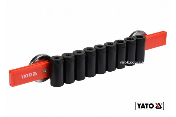 Рейка пластикова з магнітним кріпленням для 9 викруток YATO 350 х 50 х 40 мм