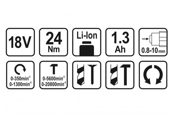 Шуруповерт-дриль ударний акумуляторний STHOR Li-Ion 18 В 1.3 Агод 22 Нм