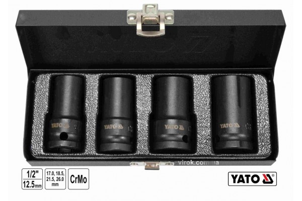 Головки торцеві ударні для зриву гвинтів YATO 1/2" 55 мм М17-26 4 шт