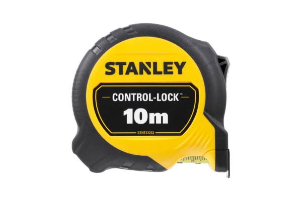 Рулетка вимірювальна CONTROL-LOCK довжиною 10 м, шириною 25 мм, в обгумованому корпусі, з подвійною шкалою STANLEY STHT37233-0