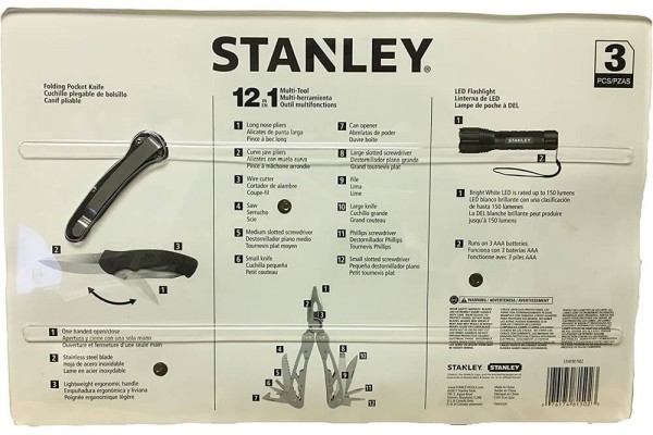Універсальний інструмент MULTI-TOOL 12 в одному + ніж карманний + ліхтарик STANLEY STHT81502-0