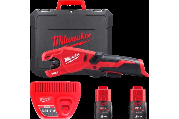 Акумуляторний труборіз по неіржав. сталі MILWAUKEE M12PCSS-202C (+2 акумулятори, зарядний пристрій, HD кейс)