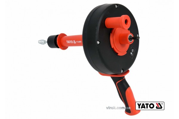Трос для очищення каналізаційних труб на бобіні YATO 6 мм x 7.6 м з шпінделем до дрилі