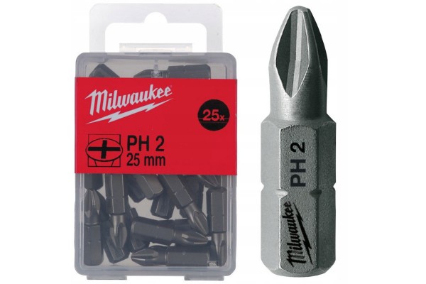 Біта MILWAUKEE, PH2, 25мм, (25шт)