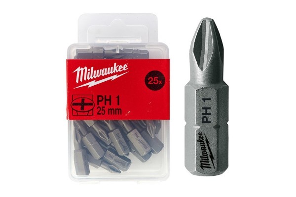 Біта MILWAUKEE, PH2, 25мм, (25шт)
