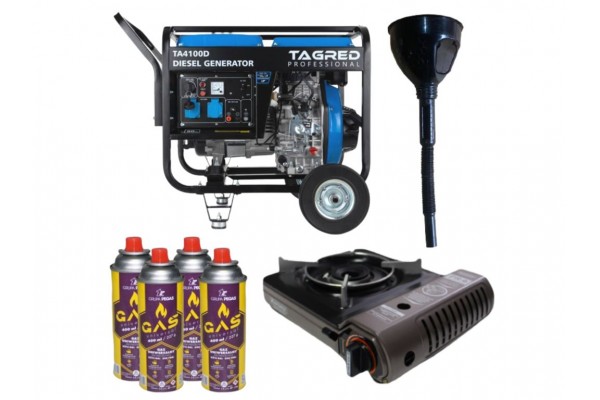 Дизельний генератор TAGRED TA4100D + газова плитка Orcamp CK-505 + 4 газових картриджа 400 мл