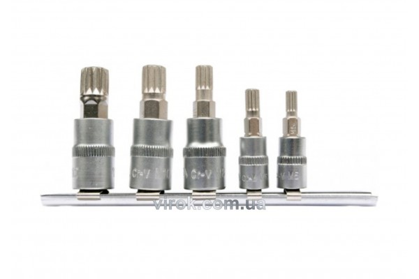 Набір головок торцевих з насадками SPLINE YATO 1/4" і 3/8" M5-М12 5 шт