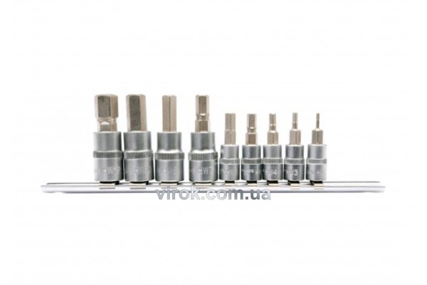Набір головок торцевих з насадкми HEX YATO 1/2" і 3/8" H2-H12 9 шт