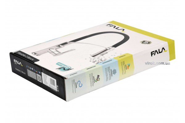 Змішувач води для раковини "FLEXIBLE-2" FALA з гнучкою чорною лійкою і регулюванням потоку води 60 см