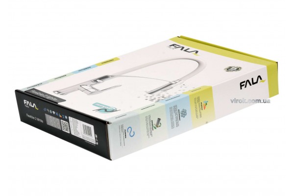 Змішувач води для раковини "FLEXIBLE-2" FALA з гнучкою білою лійкою і регулюванням потоку води 60 см