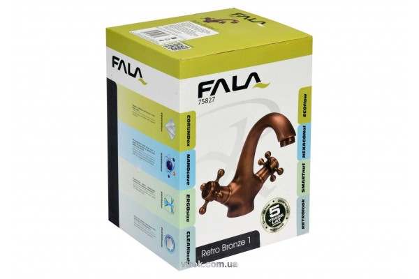 Змішувач води FALA для умивальника "RETRO BRONZE 1" з 2-ма вентлями