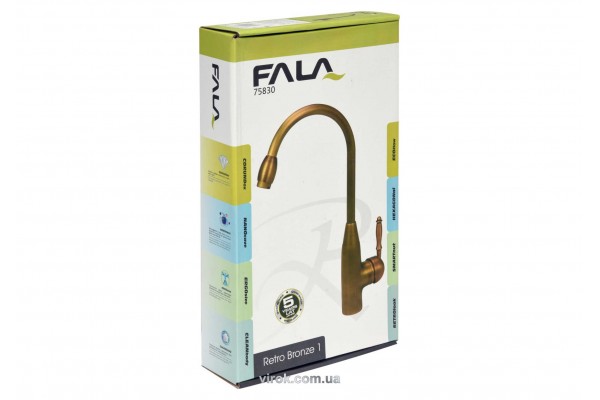 Змішувач води FALA для кухонної раковини "RETRO BRONZE 1" з кульовим регулятором