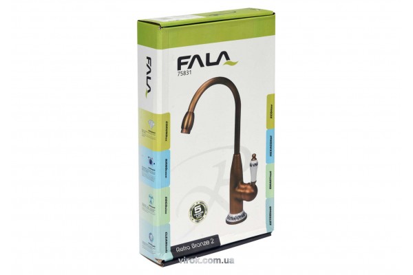Змішувач води FALA для кухонної раковини "RETRO BRONZE 2" з кульовим регулятором