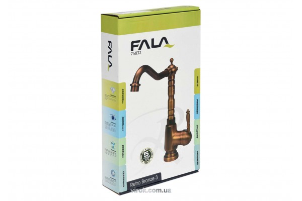 Змішувач води FALA для кухонної раковини "RETRO BRONZE 3" з кульовим регулятором