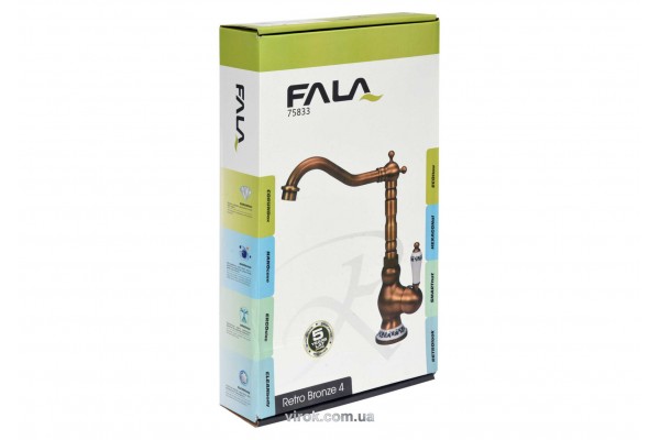 Змішувач води FALA для кухонної раковини "RETRO BRONZE 4" з кульовим регулятором