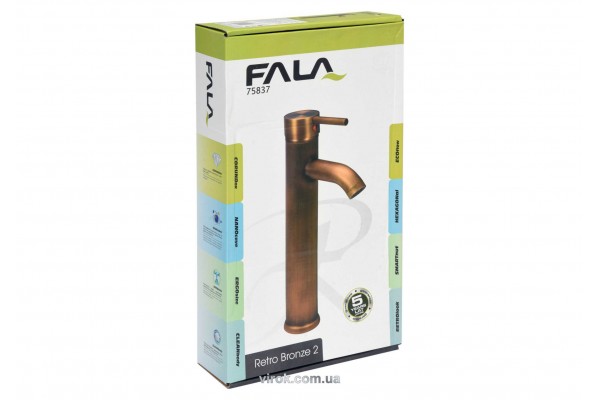 Змішувач води FALA для умивальника, високий "RETRO BRONZE 2" з кульовим регулятором