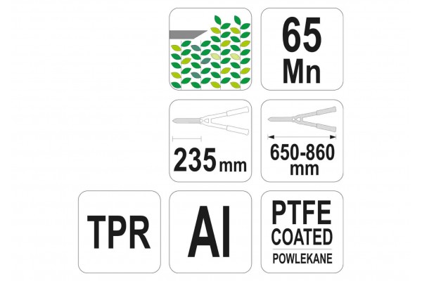 Ножиці для живоплоту телескопічні FLO 650-860/235 мм