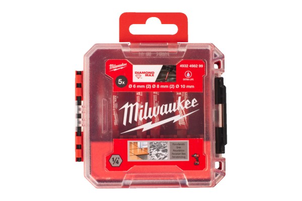 Набір алмазних свердлів Diamond Max для керамічної плитки MILWAUKEE в ложементі (5 шт.)